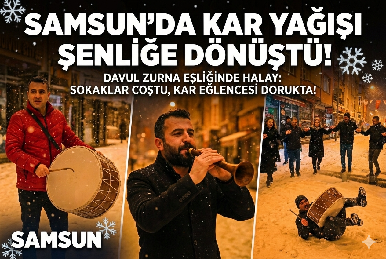 Samsun'da Kar Yağışı Sokakları Şenliğe Dönüştürdü