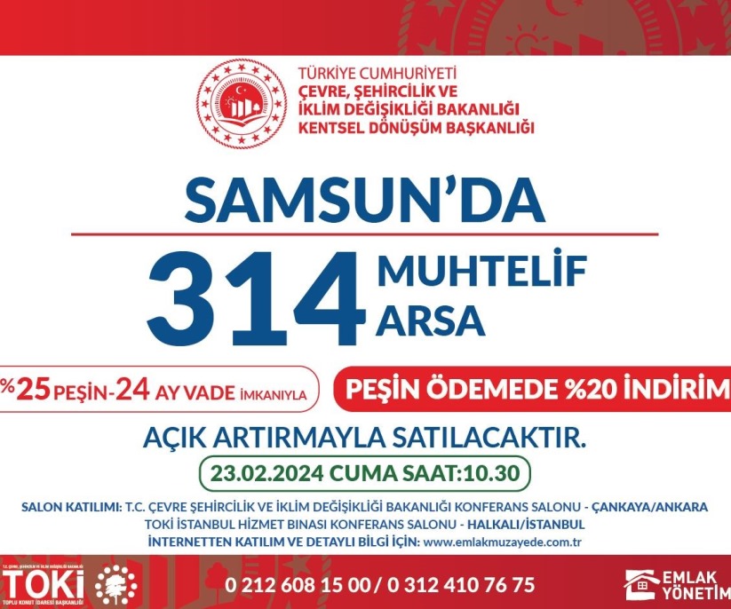 Samsun'da fırsat, 314 arsa satılacak