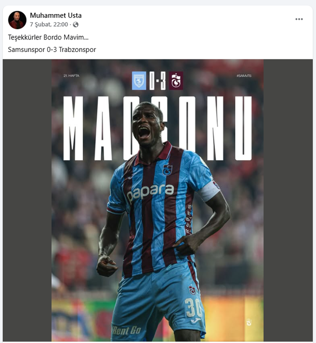 Samsun'da Kamu Yöneticisinin Derbi Paylaşımı Gündem Oldu