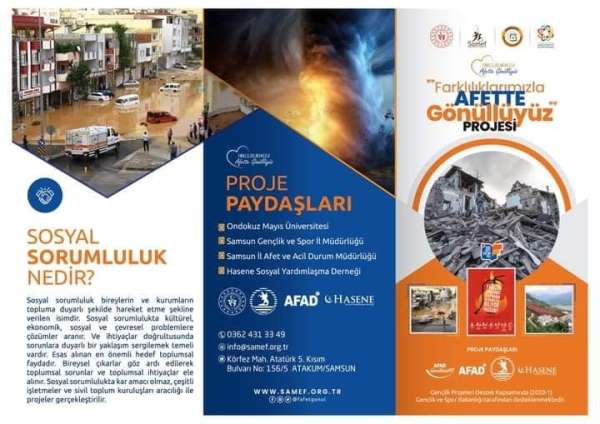 OMÜ'den 'Farklıklarımızla Afette Gönüllüyüz Projesi'ne destek