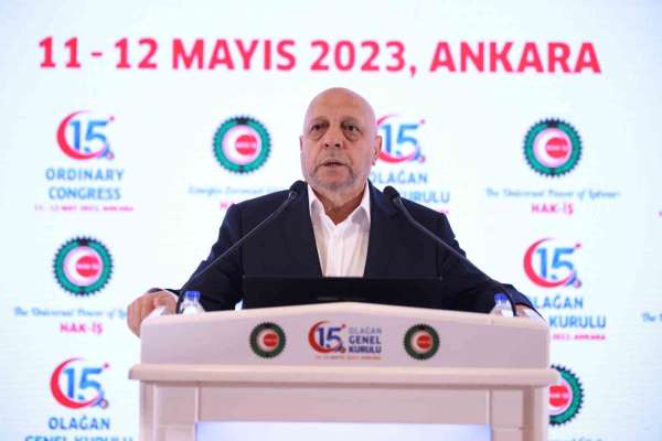 HAK-İŞ Konfederasyonu 15. Olağan Genel Kurulunda Arslan, yeniden HAK-İŞ Genel Başkanlığı'na seçildi