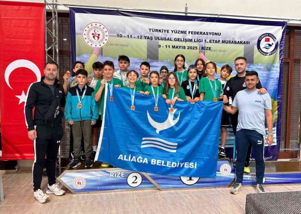Aliağalı yüzücüler Rize'den 16 madalya ile döndü