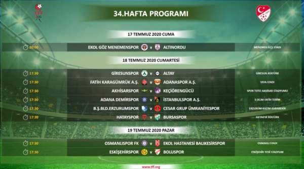 TFF 1.Lig'de son hafta programı açıklandı 