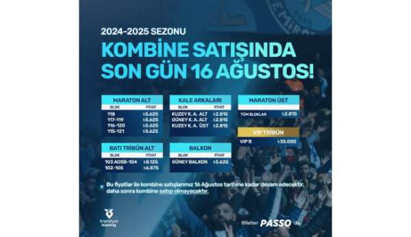 Adana Demirspor'un kombine satışlarında son gün 16 Ağustos