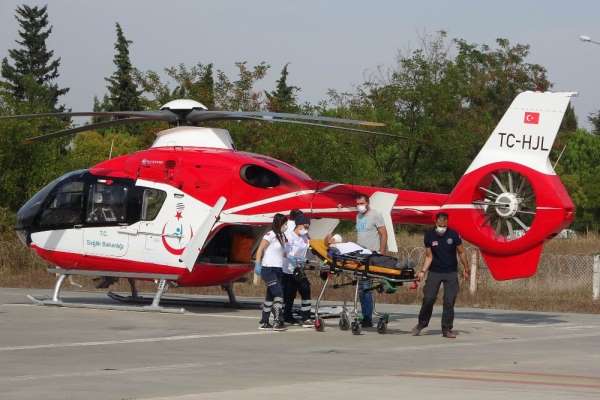 Kalp krizi geçiren şahsın yardımına ambulans helikopter yetişti 