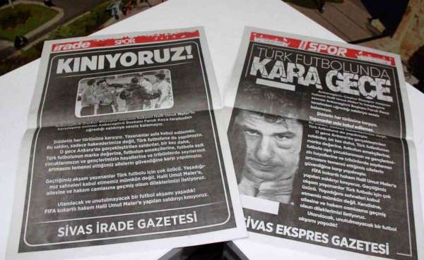Sivas'ta yerel gazeteler, spor sayfalarını kararttı!