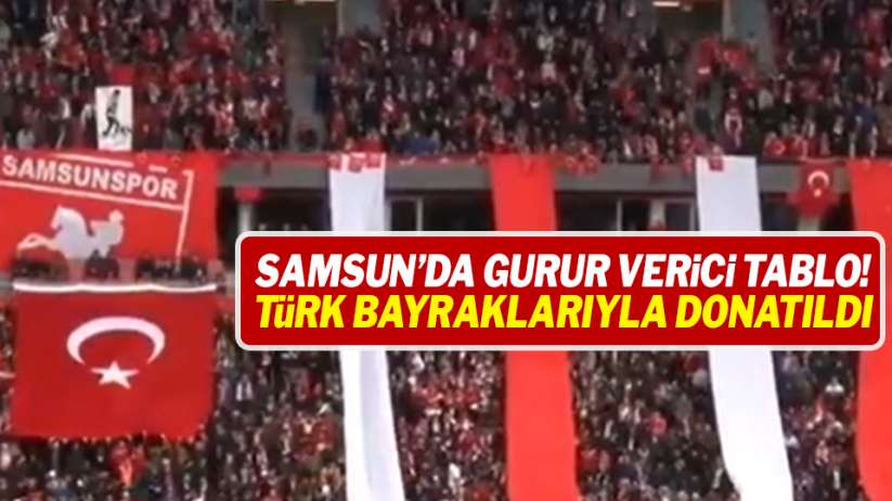 Samsunspor taraftarı stadı bayraklarla donattı