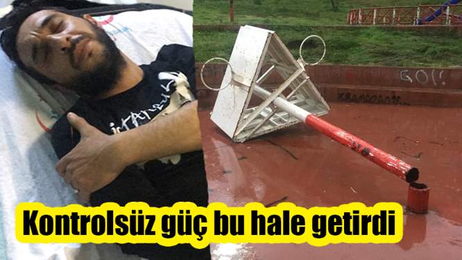 Barfiks çekmek için asıldığı pota devrilince yaralandı