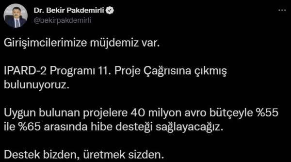 Bakan Pakdemirli'den girişimcilere müjde: '40 milyon euro bütçe ile hibe desteği sağlayacağız' - Ankara haber