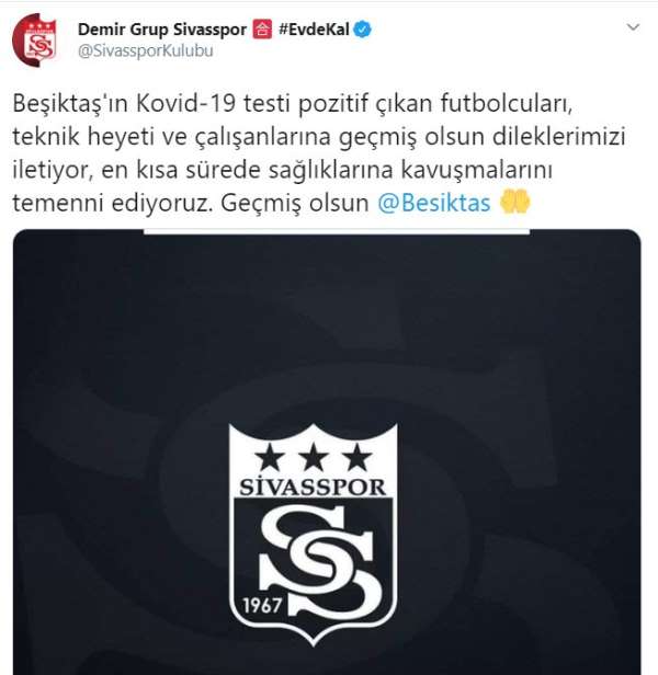 Sivasspor'dan Beşiktaş'a geçmiş olsun mesajı