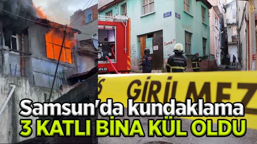 Samsun'da bina alevlere teslim oldu