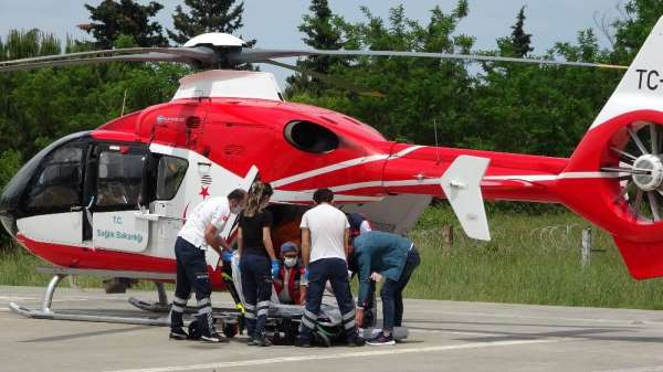 Kalp krizi geçiren kadının yardımına ambulans helikopter yetişti 