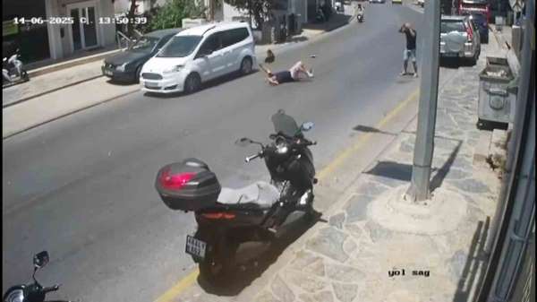 Bodrum'da aracın çarptığı yaşlı adam yaralandı: Kaza anı kamerada