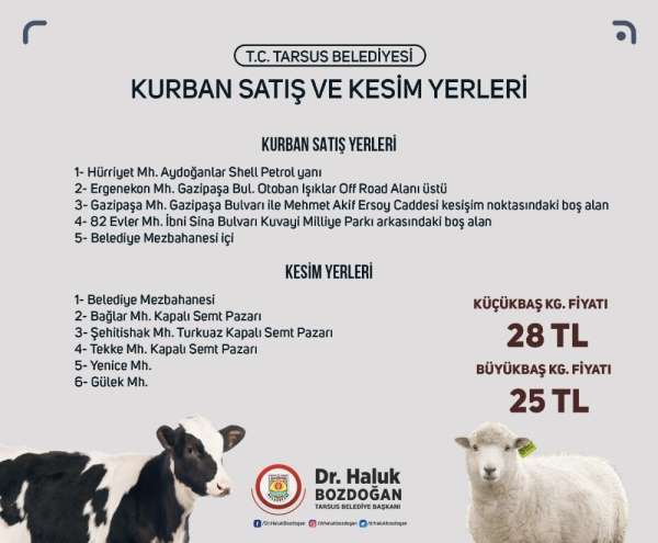 Tarsus'ta kurbanlık fiyatları belirlendi