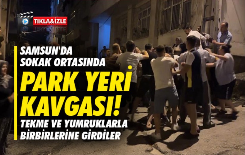 Samsun'da sokak ortasında park yeri kavgası: Tekme ve yumruklarla birbirlerine girdiler