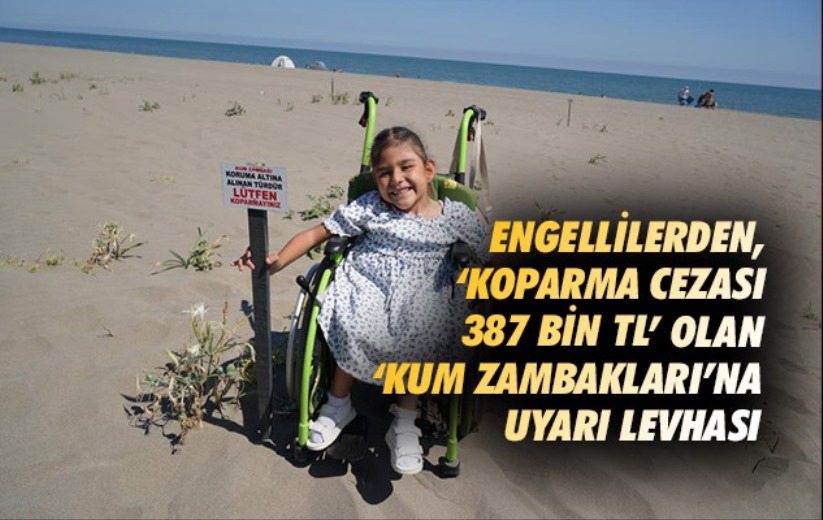 Samsun'da engellilerden, 'koparma cezası 387 bin TL' olan 'kum zambakları'na uyarı levhası