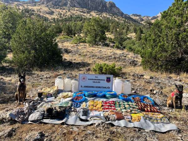 Kahramanmaraş'ta terör operasyonunda yaşam malzemeleri ele geçirildi