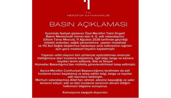 Amasya'da özel bakımevinde rahatsızlanan otizmli vatandaşın ölümüne inceleme