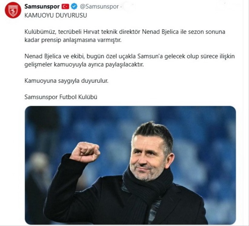 Samsunspor, Nenad Bjelica ile prensip anlaşmasına vardı