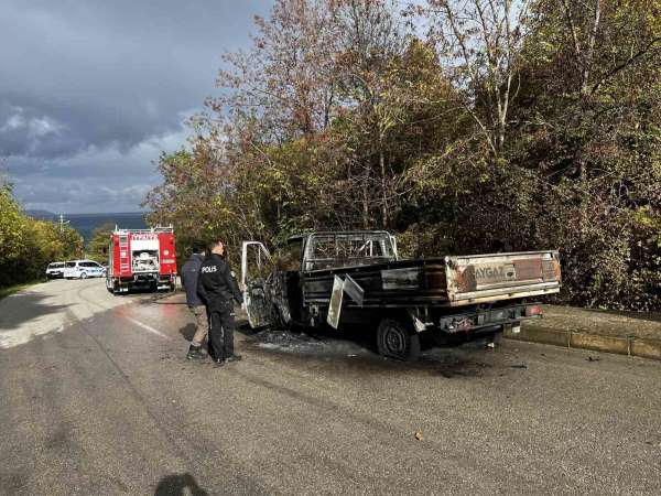 Sinop'ta seyir halindeki kamyonet alevlere teslim oldu