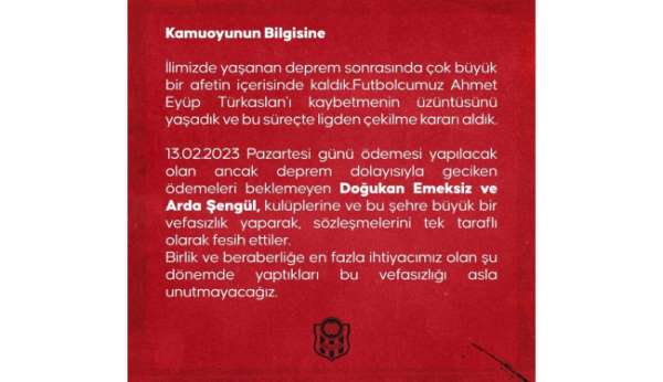 Yeni Malatyaspor: 'Bu vefasızlığı asla unutmayacağız'