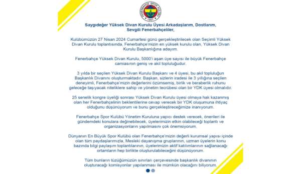 Sevil Becan, Fenerbahçe Yüksek Divan Kurulu Başkanlığı'na aday olduğunu duyurdu