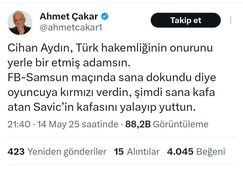 Cihan Aydın'dan Çifte Standart 