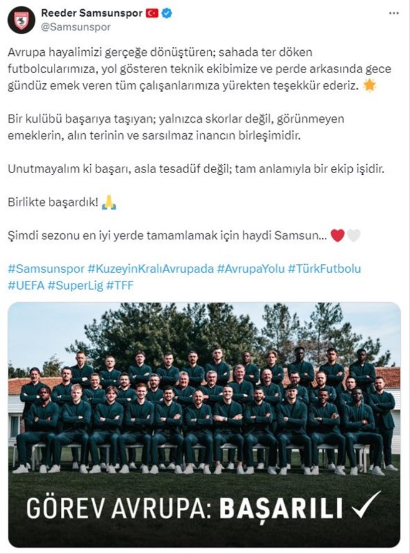 Samsunspor, Avrupa'ya gidiyor: Kulüpten bir açıklama daha geldi