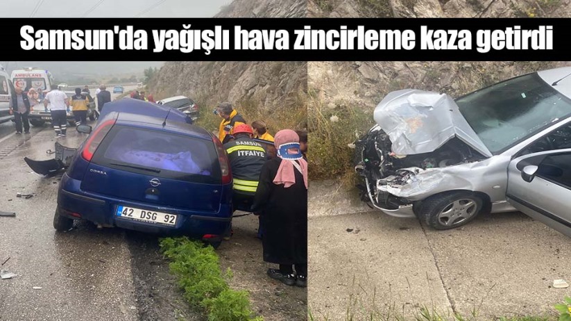 Samsun'da yağışlı hava zincirleme kaza getirdi