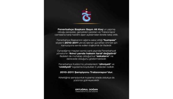 Trabzonspor Başkanı Ertuğrul Doğan'dan sert açıklama