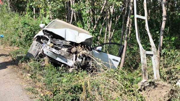 Tokat'ta otomobil elektrik direğine çarptı: 1 ölü, 1 yaralı