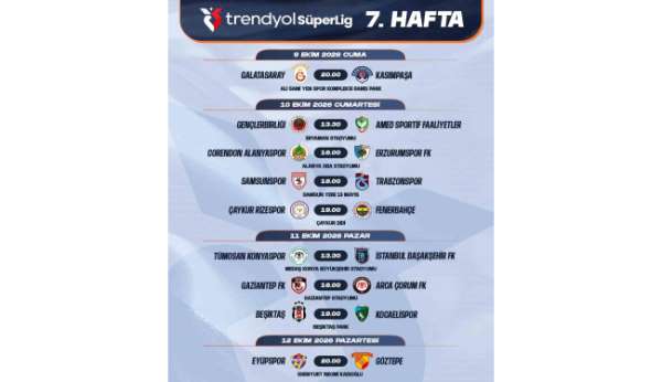 Trendyol Süper Lig'de 7-16. hafta programları açıklandı