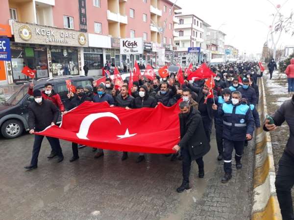 Çaldıran'da terör örgütü PKK'ya tepki yürüyüşü