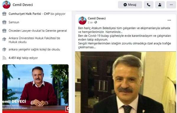 Kovid-19'u atlatan Başkan Deveci temas şüphesiyle tekrar karantinada
