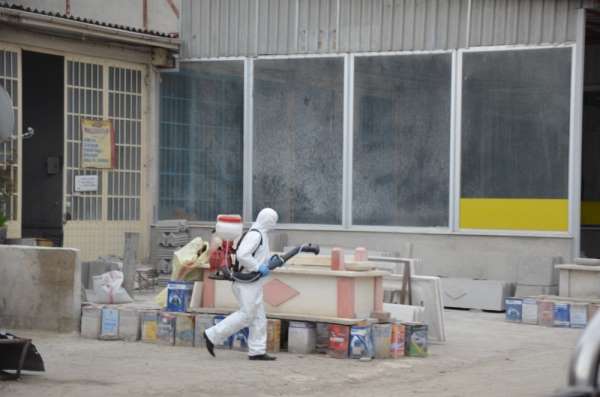 Boyabat'ta sanayi sitesi dezenfekte ediliyor 