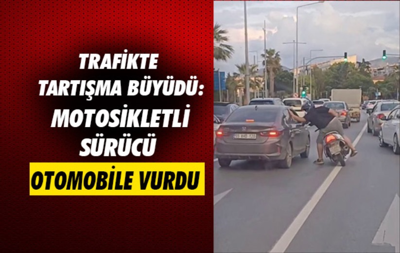 Samsun'da trafikte tartışma büyüdü: Motosikletli sürücü otomobile vurdu