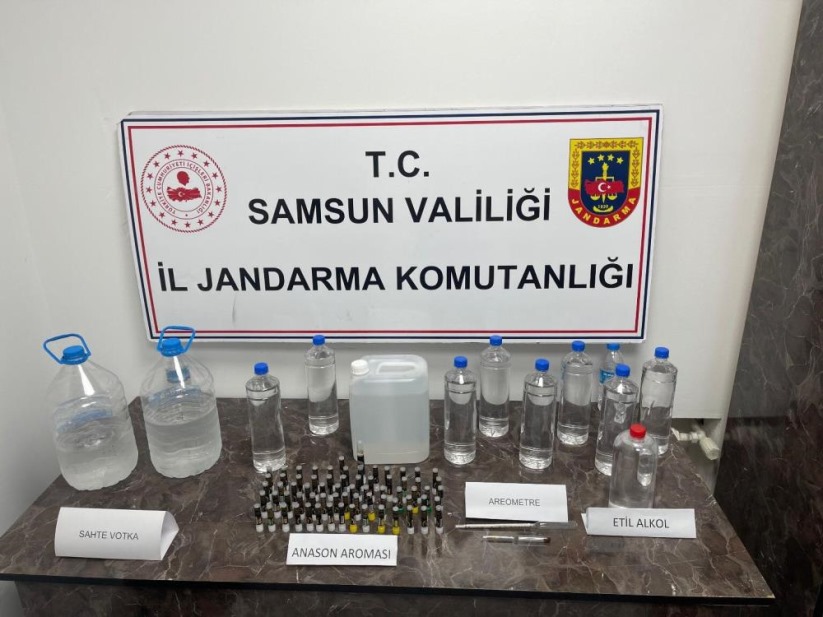 Samsun'da sahte içki üreten şahıs jandarma tarafından yakalandı