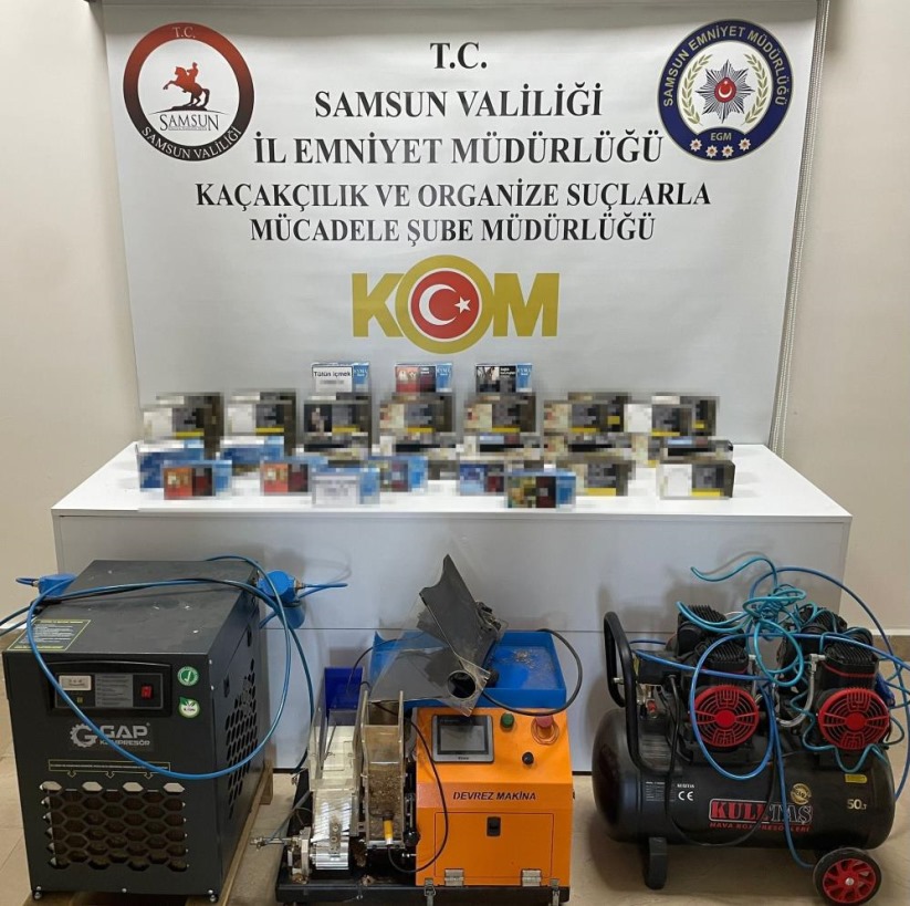 Samsun'da kaçak makaron ve sigara sarma makinesi ele geçirildi