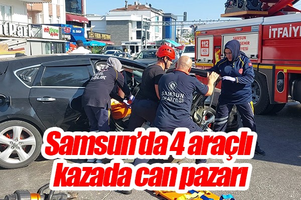Samsun'da 4 araçlı kaza: 2 yaralı