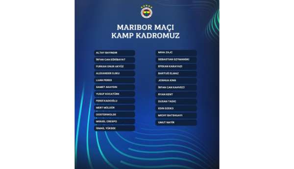 Fenerbahçe'nin Maribor maçı kamp kadrosu açıklandı