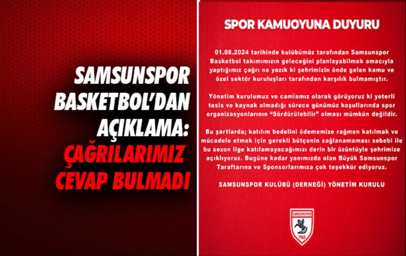 Samsunspor Basketbol'dan açıklama: Çağrılarımız cevap bulmadı