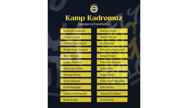 Fenerbahçe'de Fred ve Ferdi Kadıoğlu kamp kadrosunda