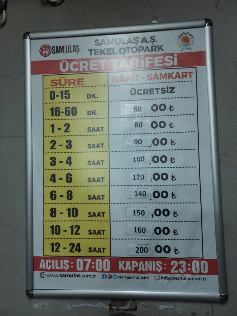 Samsun'da Tekel Otoparkına büyük zam!