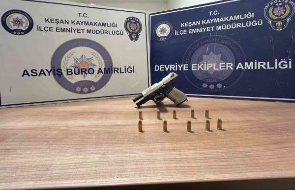 Keşan'da tabancayla yakalanan şüpheli gözaltına alındı