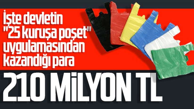 Devletin ''25 kuruşa poşet'' uygulamasından kazandığı para