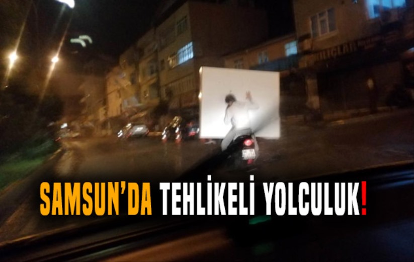 Samsun'da motosikletle tehlikeli yolculuk