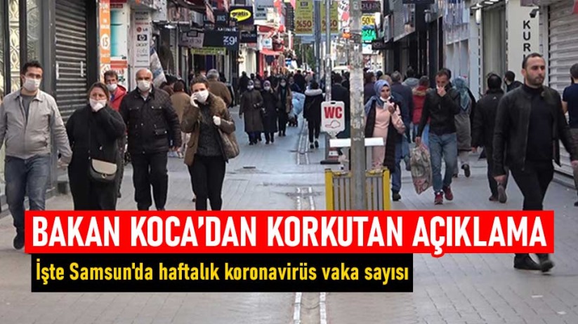 Samsun'da haftalık koronavirüs vaka sayısı