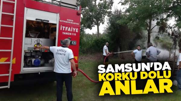 Samsun'da Çıkan Yangında Baraka Kül Oldu