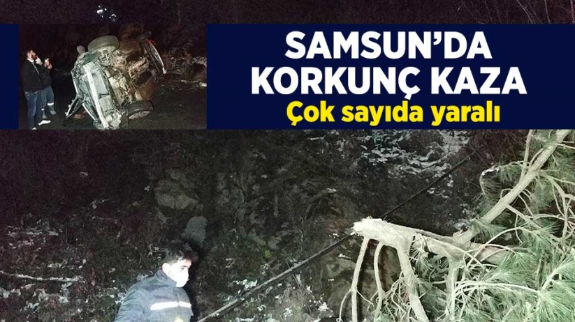 Samsun'da otomobil uçuruma yuvarlandı