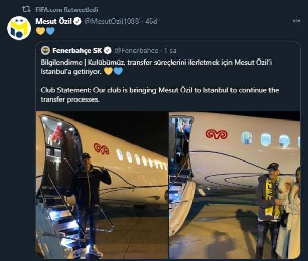 FIFA, Mesut Özil-Fenerbahçe transferini sayfasında paylaştı 